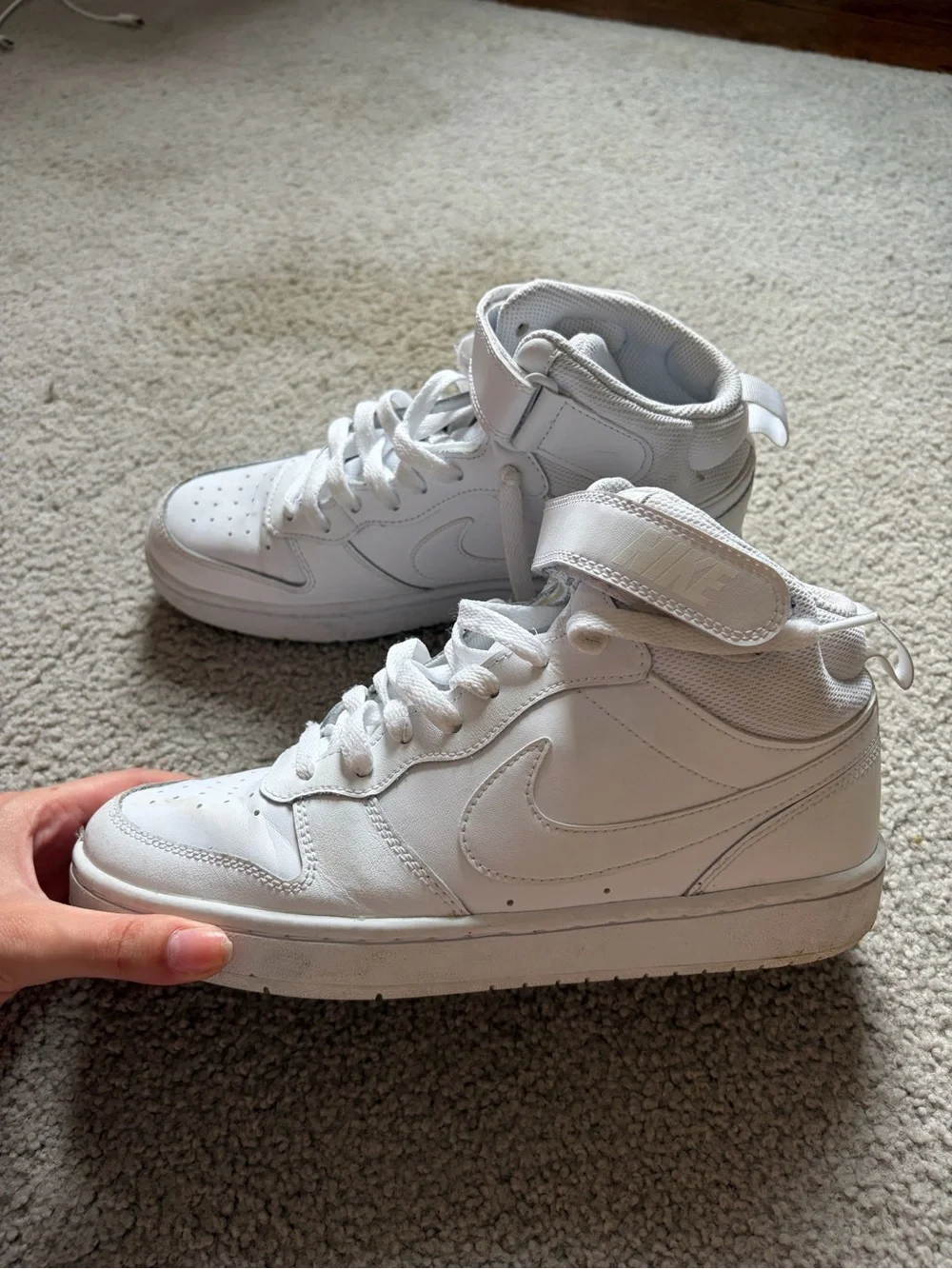 Nike Kids White Mid-Top Sneakers with Ankle Strap